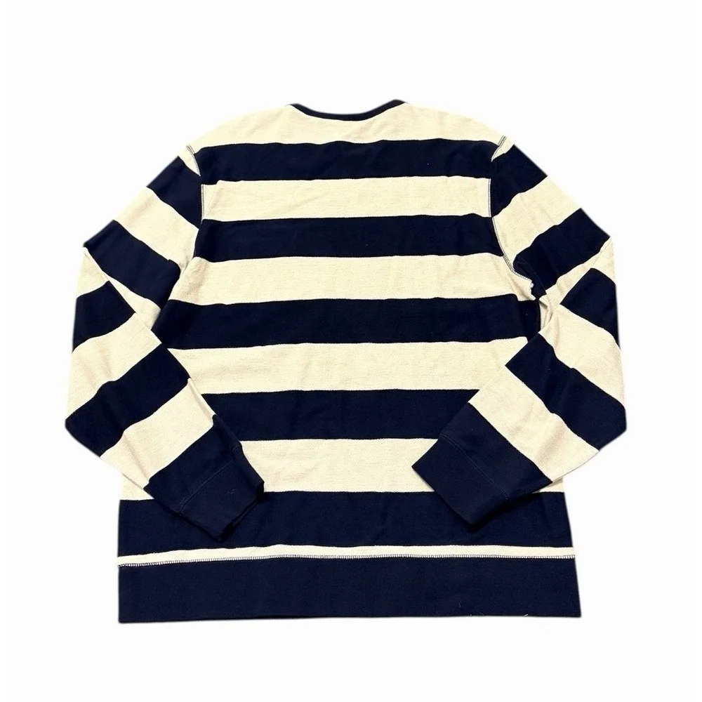 IZOD Men's M Windowpane Cotton‎ Sweater in Midnight/Cream Rugby Stripe NWT